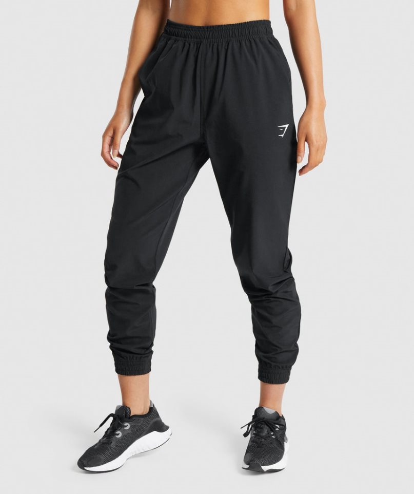 Spodnie Do Biegania Gymshark Treningowe Woven Damskie Czarne | PL 043SON